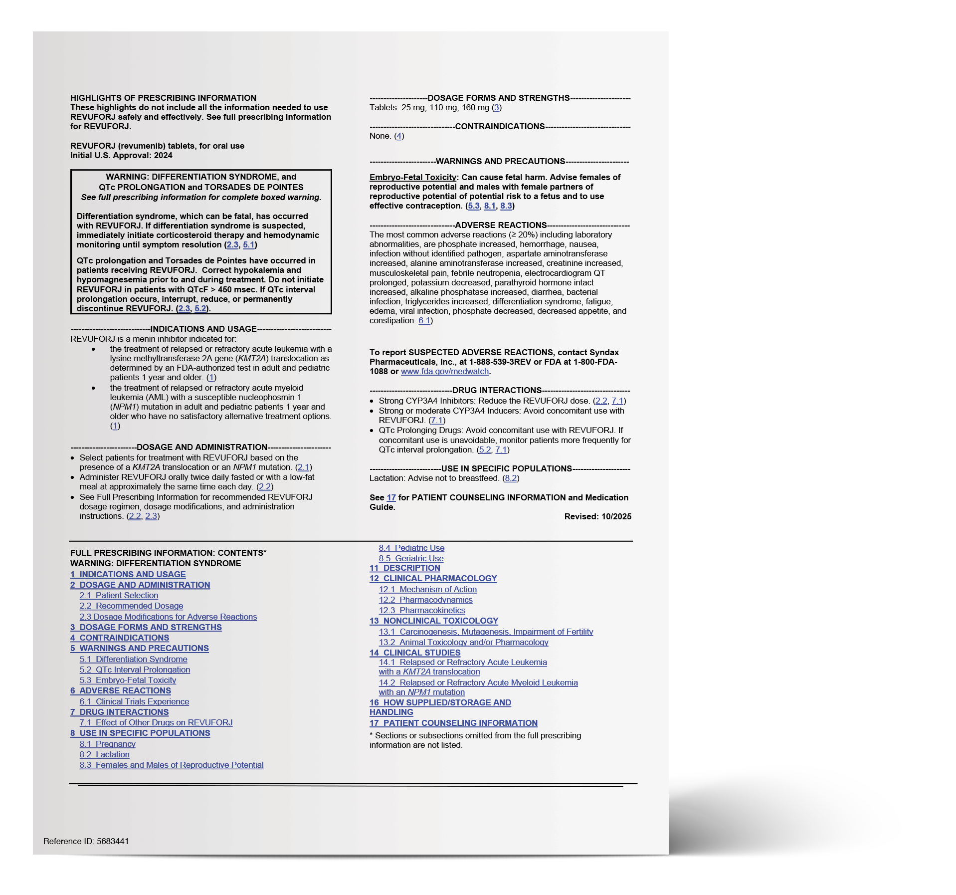 Revuforj® (revumenib) Full Prescribing Information