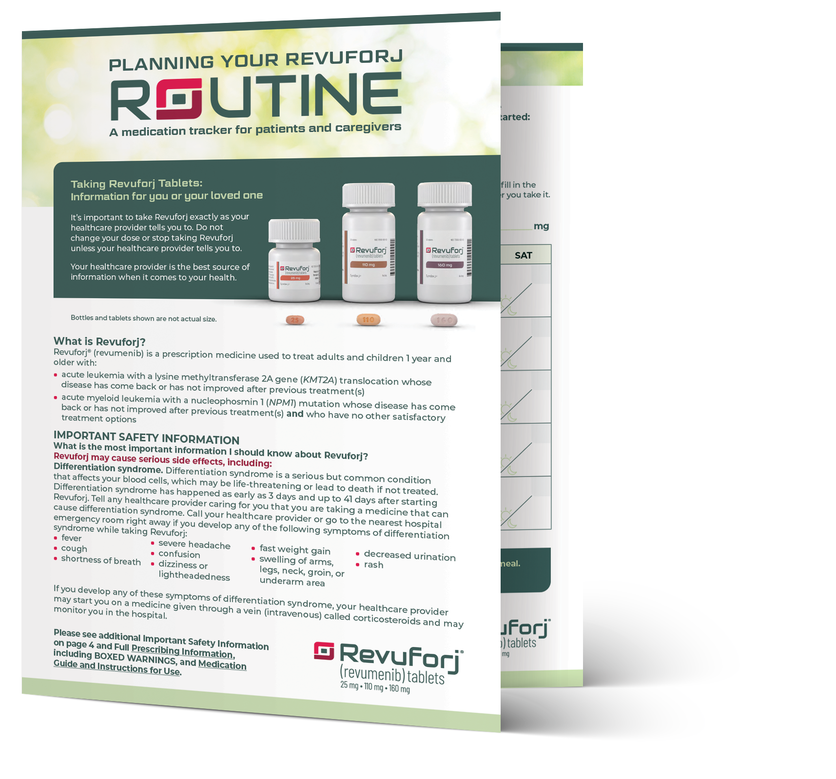 Revuforj® (revumenib) Medication Tracker for Oral Solution