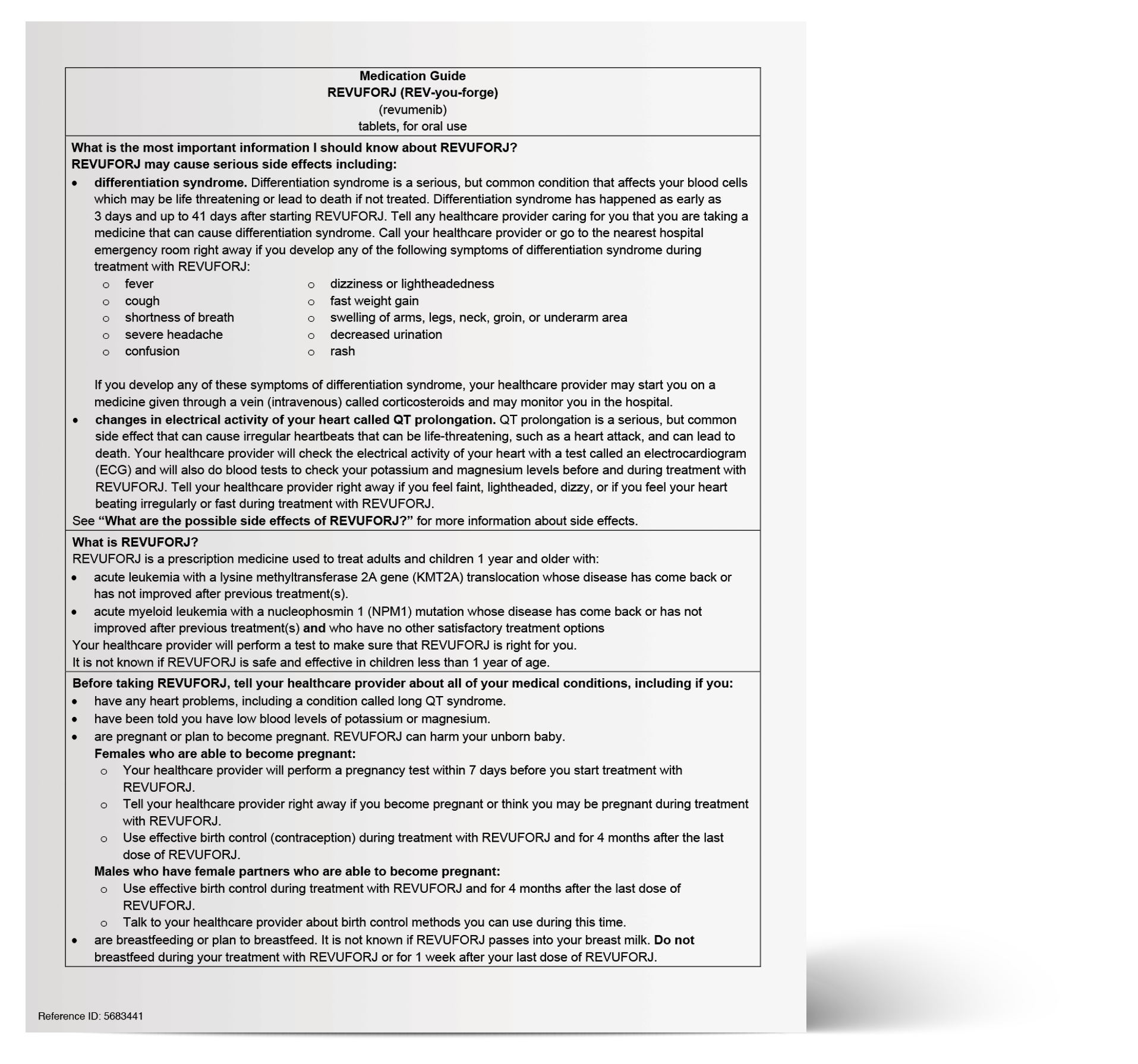 Revuforj® (revumenib) Medication Guide and Instructions for Use